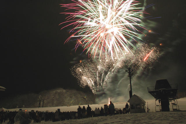 新年を打ち上げ花火でお祝いの画像