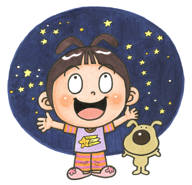 なんとみらいちゃん（星空観察バージョン）のイラスト