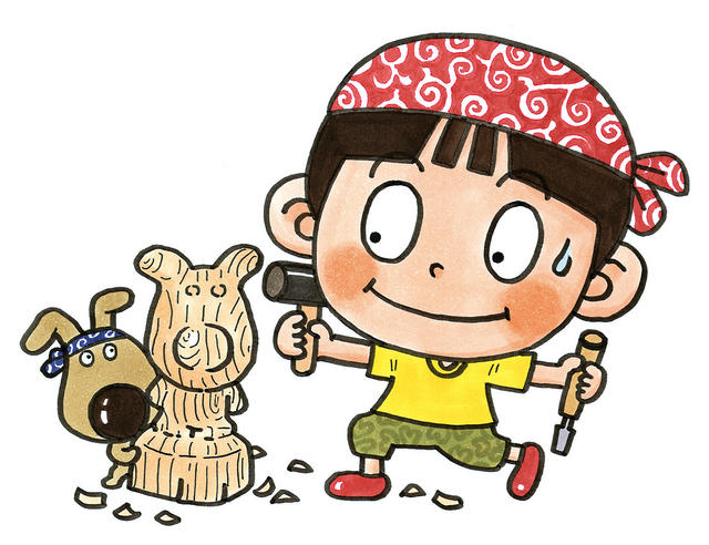 なんとみらいちゃん（木彫刻キャンプバージョン）のイラスト