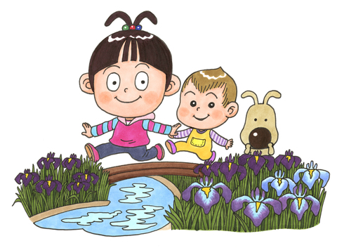 なんとみらいちゃん（高瀬遺跡菖蒲まつりバージョン）のイラスト